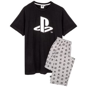 Playstation - Schlafanzug mit langer Hose für Herren NS5757 (L) (Schwarz/Grau)