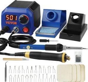 VEVOR Professionelles Holzbrenner Werkzeug Brandmalerei, Brandmalerei-Set mit Dual-Stift & Dual-Anschluss Brandmalgerät, Pyrography Machine Set, Brandmalstation inkl. 23 Drahtspitzen Brandmalkolben