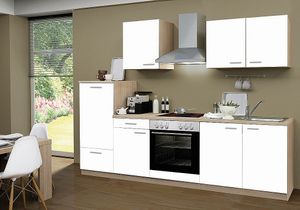 Küchenblock mit Glaskeramikkochfeld Classic 270 cm in weiß matt