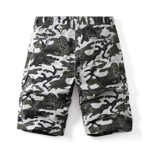 Herren Shorts Elastische Taille Camouflage Pocket Lose Jogginghose,Farbe: grau,Größe:40
