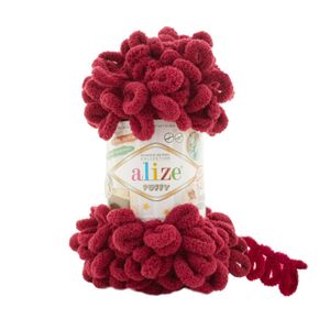 Alize Puffy PREMIUM Wolle Fingerstrick-Wolle, Schlaufenwolle, Chenille Garn, 100gr, 107 - Bordeaux