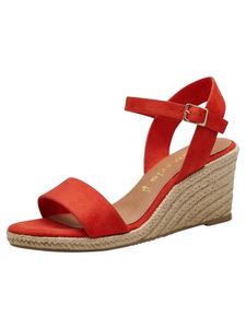 Tamaris 28300-606 Keilsandalette, Damen, Microvelour, Orange, modische Sandalen - Damenschuhe Sandalette / Sling, Rot