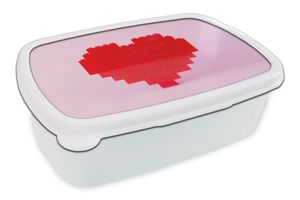 Lunchbox - Brotdose - 16.5x10.5 cm - Rotes Herz gebildet von lego - Kinder