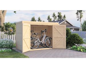 Fahrradgarage, Gartenschrank Bertilo Fineline Rhombusprofil 207 x 103 x 143 cm natur