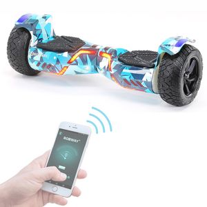 ROBWAY W2 Hoverboard | 700 Watt - 8,5 Zoll - 15 km/h  - App - Bluetooth - LEDs - Für Erwachsene & Kinder - Self-Balance - Bis 120 Kg (Navy Camo 2.0)