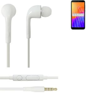 K-S-Trade Kopfhörer Headset kompatibel mit Huawei Y5p mit Mikrofon u Lautstärkeregler weiß 3,5mm Klinke Kabel Headphones Ohrstöpsel Ohrstecker