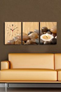 Opviq, 3P3040CS- CLA3612, Bunt, Wanduhren, 96 x 40 cm, 100% Wildleder -Leinwand