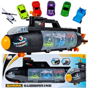 MalPlay U-Boot Transporter | Spielset Spielzeugboot inkl. 5 Autos & Helikopter | Geschenk für Kinder