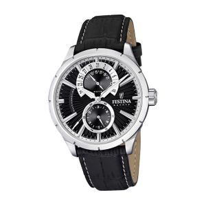 Festina Kožené pánské hodinky F16573/3 Quartzové náramkové hodinky Black Classic D2UF16573/3