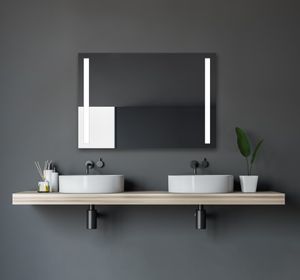 Talos Light 100 x 70 cm Wandspiegel - Badspiegel mit Beleuchtung - LED Lichtausschnitte - hochwertiger Aluminiumrahmen mit Kippschalter - Lichtspiegel mit Lichtfarbe Neutralweiß - Badezimmerspiegel