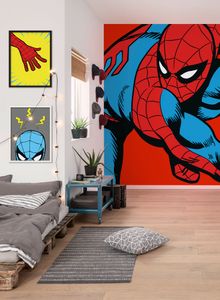 Komar Vlies Fototapete - Marvel PowerUp Spider-Man Watchout - Größe: 200 x 250 cm (Breite x Höhe) - 4 Bahnen
