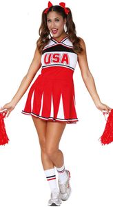 FIESTAS GUIRCA Superstar Cheerleader Cost&#252 m Ladies - Red Cheerleader Outfit Carnival, USA High School M&#228 dchen Cost&#252 m, Carnival Cost&#252 me f&#252 r Adult, Cheerleader Dress Outfit