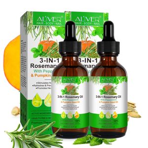 Haaröl 3-in-1 Ätherisches Öl Rosmarinöl Pfefferminzöl Kürbiskernöl Haare Wimpern Bio Vegan, 2x 60ml