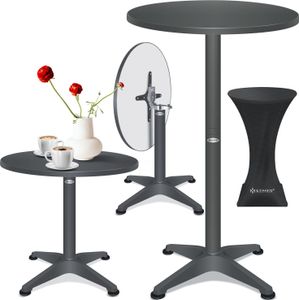 KESSER® 2in1 Stehtisch klappbar Bistrotisch Aluminium Edelstahlplatte | höhenverstellbar | 70cm / 115cm | Partytisch Tisch | In- & Outdoor | Hochzeit | Empfangstisch | Klapptisch inklusive Regencover