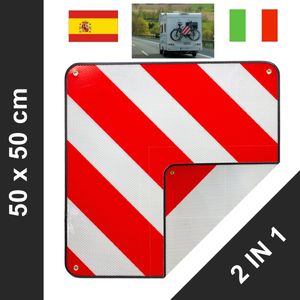 2 in 1 Warntafel rot/weiß Spanien und Italien 50x50cm