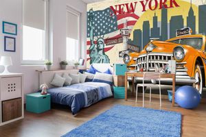 Vlies Fototapete NEW YORKER TAXI 375 x 250 cm (inkl. Kleister) - Vlies Tapete, Wandtapete, Wandbilder - Tapete für Wohnzimmer Schlafzimmer, Büro, Küche - Montagefertig