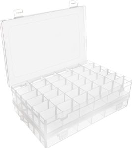 Belle Vous 2 Stk Sortierboxen für Kleinteile aus Durchsichtigem Kunststoff – 27,3 x 17,6 x 4,3 cm – 36 Herausnehmbare/Verstellbare Fächer – Für Belle Vous 2 Stk Sortierboxen für Kleinteile aus Durchsichtigem Kunststoff – 27,3 x 17,6 x 4,3 cm – 36 Herausnehmbare/Verstellbare Fächer – Für