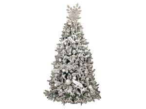 Geschmückter künstlicher weihnachtsbaum mit 98 Stk Kugeln ZUCKERKERZEN 210 cm mit Metallständer