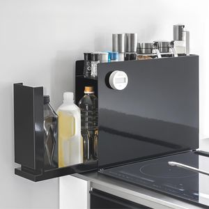 Yamazaki Gewürzregal Küchenregal Metall schwarz 50x36x12cm mit Auszug