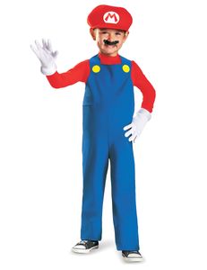 Mario Kinderkostüm Super Mario Videospiel rot-blau-weiss