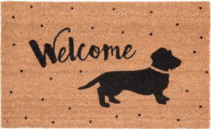 Clayre & Eef Fußmatte 75x45 cm Braun Gummikokosfaser Rechteck Hund
