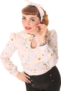 SugarShock Jowna 50s retro Hawaii Kurzbluse, Größe:S, Farbe:cremé