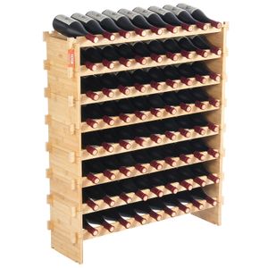 VEVOR Weinregal stapelbar 72 Flaschen, stabiles Flaschenregal, 8-stufiges Lagerregal aus Bambusholz, freistehendes Weinregal, wackelfreie Regale Weinständer für Küche, Bar, Keller (natürliche Farbe)