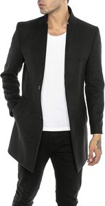 Redbridge Herren Mantel Elegant lange Jacke Slim-Fit Classy Understatement M6082, Grösse:M, Farbe:Schwarz