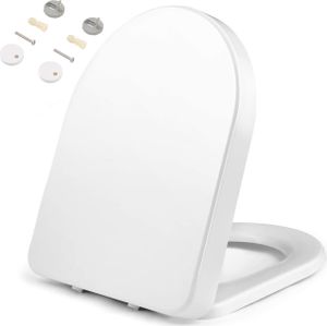 Toilettendeckel D Form WC-Sitze, Toilettensitzbezug mit Absenkautomatik & Quick-Release Funktion, Antibakterieller Klodeckel aus Duroplast Material