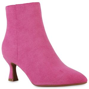 VAN HILL Damen Klassische Stiefeletten Stiletto Spitze Schuhe 840599, Farbe: Fuchsia Velours, Größe: 38