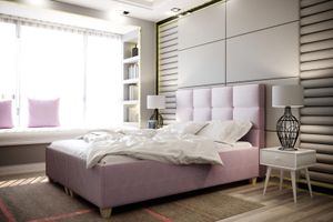 Polsterbett ITALIA Bett mit Lattenrost Doppelbett inkl. Bettkasten Schlafzimmer (Rosa, 180 cm)