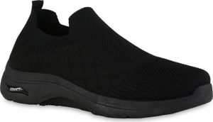 VAN HILL Herren Slip Ons Sportschuhe Sportliche Strick Profil-Sohle Schuhe 841620, Farbe: Schwarz, Größe: 40