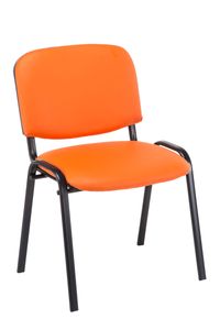 TPFLiving Besucherstuhl Konferenzstuhl Keen Kunstleder mit Gestell Schwarz / Bezug Orange