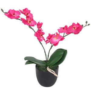 vidaXL Umelá orchidea s kvetináčom 30 cm červená