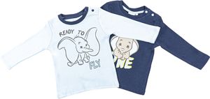 Disney Baby Langarm Shirt - 2er Pack - mit verschiedenen Motiven (Winnie the Pooh, Bambi, Dumbo) - , Größe:62-68, Farbe-Motiv:Dumbo