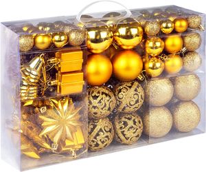 108-teiliges Set Weihnachtskugeln mit Gold - Christbaumkugeln Baumschmuck für Dekorationen Festival Dekore Weihnachtsbaumschmuck