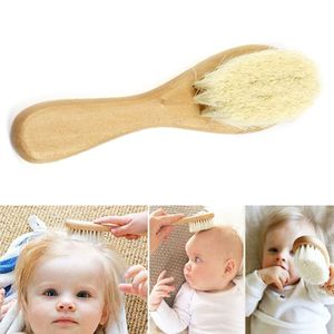 2pcs Babypflege Haarbürste Holzgriff Wolle Naturhaarbürste Kinder Weich Holzbürste-beige