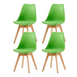 IPOTIUS Sada 4 jídelních židlí s masivní bukovou nohou, skandinávský design Čalouněné kuchyňské židle Židle kuchyňská dřevěná, zelená