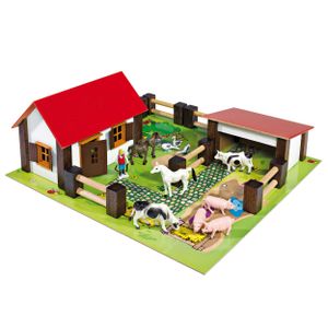 Eichhorn 100004304 - Malá farma, farma se 2 budovami, hrací deska, figurky, zvířata, ploty; 21 ks, 36x39cm