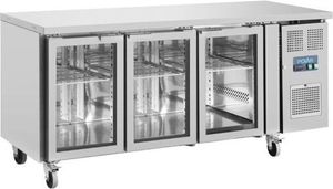 Polar U-Serie Premium 3-türiger Thekenkühlschrank mit Glastüren