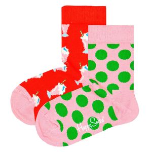 Happy Socks Kinder Socken uni, 2er Pack - Crew Socks, Baumwolle, Farbmix Milkshake 33-35