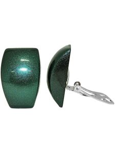 Clip Ohrring 27x17mm Trapez grün-metallic glänzend Kunststoff-Bouton grün 27x17mm