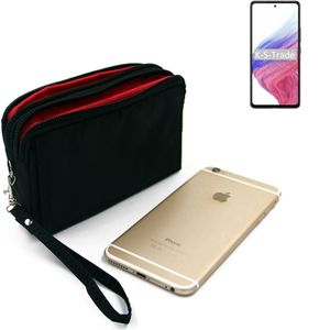 K-S-Trade Schutz Hülle Handy Hülle kompatibel mit Samsung Galaxy A53 5G Gürteltasche Travelbag Handytasche mit Zusatzfächern, schwarz