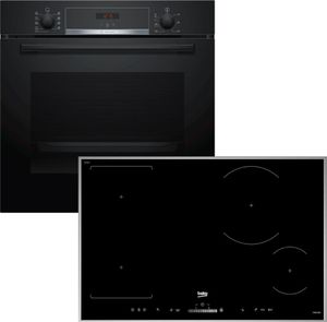 Herdset Bosch Backofen EcoClean + Beko Induktionskochfeld Booster autark 80 cm