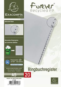EXACOMPTA Kunststoff-Register A-Z 2/3 DIN A4 20-teilig grau