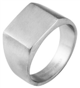 Akzent Siegel-Ring aus Edelstahl Ringgröße 54 silberfarben