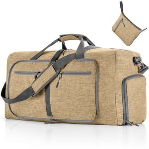 Zusammenklappbare Hand-Reisetasche, Uni Sporttasche Fitness-Reisetasche, 85L Großer Kapazität Reisetaschen, Farbe: Beige