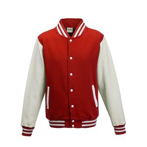 Just Hoods Herren Varsity Jacket Sweatjacke JH043 fire red/white L