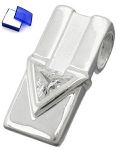 Kettenanhänger Anhänger Viereck mit Zirkonia matt-glänzend 925 Silber 17 x 9 mm inkl. kleiner Schmuckbox