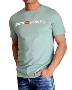 JACK & JONES T-Shirt Corp Tee Logo Print Herren Shirt Slim-Fit O-Neck, Corp-126-Iceberg Green-L